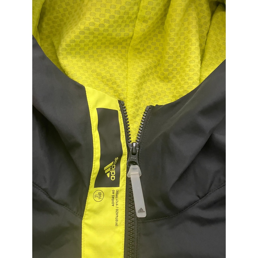 Adidas Primeblue Mens Large Black Neon Yellow Fleece‎ Lined Hooded Jacket L NWOT - Picture 12 of 13